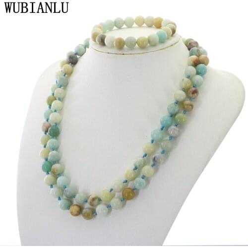 Hot 8mm Natural Stone Bead Long Necklace Bracelet Wedding Jewelry Set Fashion Jasper Variety Optional