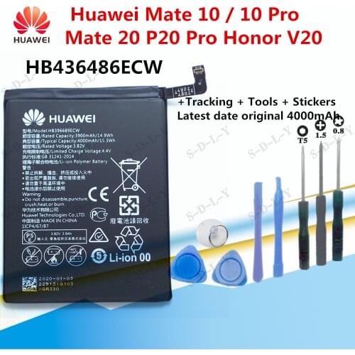 Huawei Mate 10 / 10 Pro Mate 20 P20 Pro Honor V20 Original Batteries Hua Wei Replacement Phone Battery HB436486ECW 3900mAh