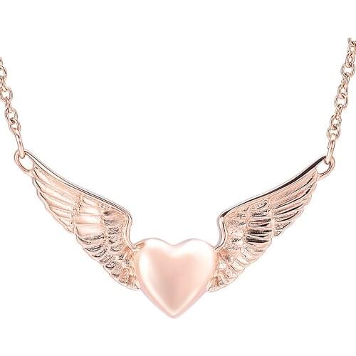 IJD11730 Brave Flying Heart Cremation Urn Necklace Memorial Funeral Holder Keepsake Pendant Jewelry Women Mini Cremation Urn