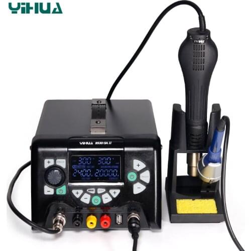 YIHUA 853D 5A II DC Power Supply With 970W Hot Air Soldering Station 3 in 1 Soldering Iron Rework Station Repair Welding Tools