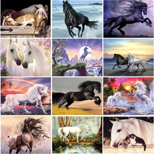 5D DIY Diamond Painting Animals Steed Kit Full Drill Square Embroidery Mosaic Horse Picture of Rhinestones Home Decoration Gift