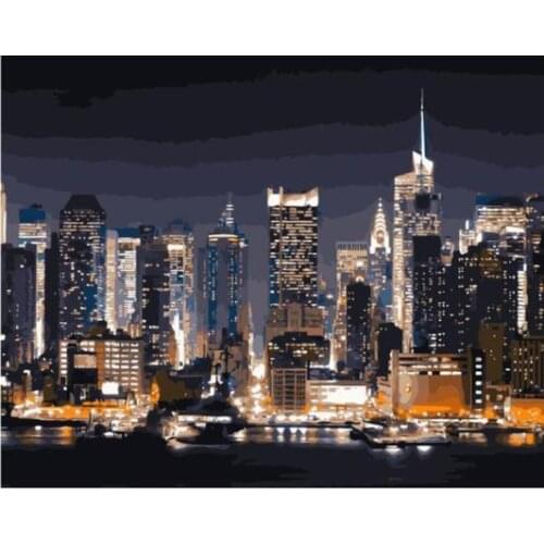 Diamond Painting Cross Stitch New York City Night DIY 5D Square Full Diamond Mosaic Embroidery Picture of Rhinestones Home Decor