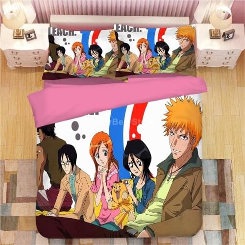 Bleach Bedding Set Anime Cartoon Kids 3d Duvet Cover Set Comforter Bed Linen Twin Queen King Single Size Fashion Gift Home Decor