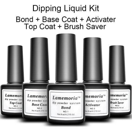 Lamemoria Dipping Powder Liquids Extension 3D Nail Tips Glitter Builder Clear Pink White Crystal Powder Manicure Salon Tools