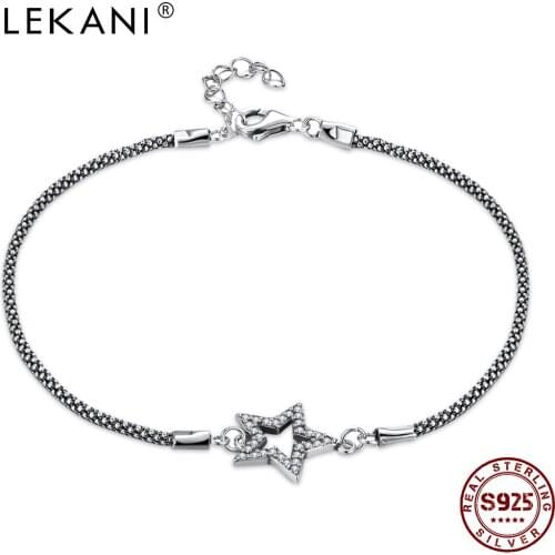 LEKANI 925 Sterling Silver Bracelet For Women Shining Star Vintage Charm Bracelets Fine Jewelry Anniversary To Girlfriend