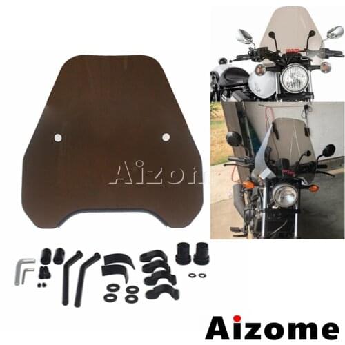 Motorcycle Windshield Windscreen Round/Rectangular Lightings Lamp Cover Cafe Racer 7/8" 1"Handbars For Honda Yamaha Kawasaki BWM