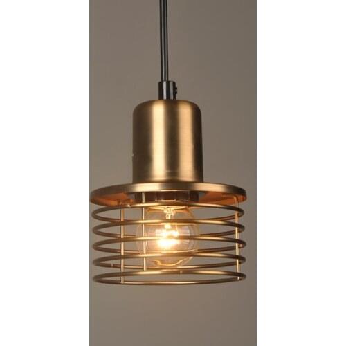 Loft retro Gold Industrial wind pendant lamp iron cage cord E27 pendant lights for dining room bedroom bar coffee Restaurant