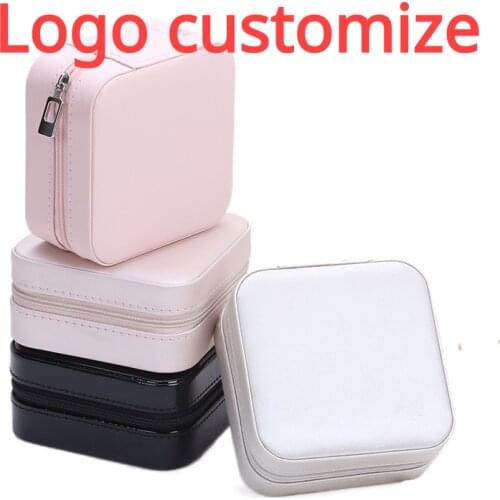 Logo Customize Portable Jewelry Box Leather Storage Organizer Display Travel Jewelry Case Boxes Joyeros Organizador De Joyas