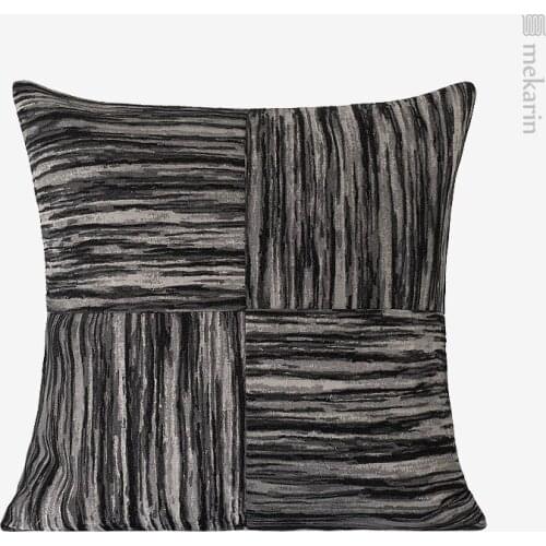 Model room soft decoration bedroom bedside pillow living room sofa pillow modern black and white ink stitching square pillow