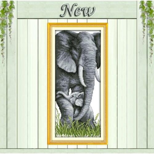 Elephant mother and son baby animal Counted Printed on the canvas DMC 14CT 11CT Cross Stitch DIY Needlework Kits Embroidery Sets