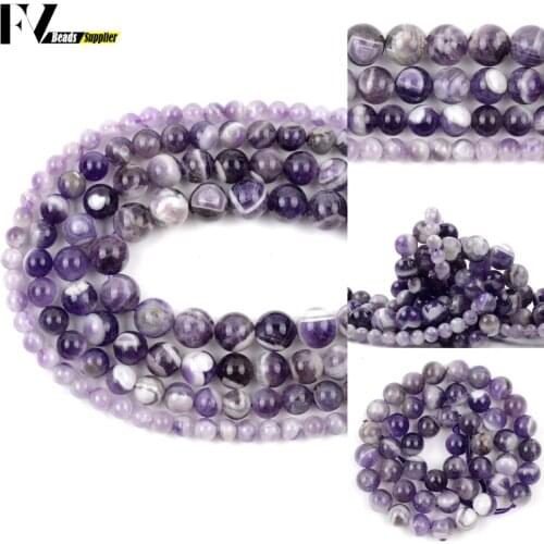Natural Dream Purple Amethysts Crystal Stone Beads For Jewelry Making Findings DIY Bracelet Round Loose Spacer Beads 6/8/10/12mm