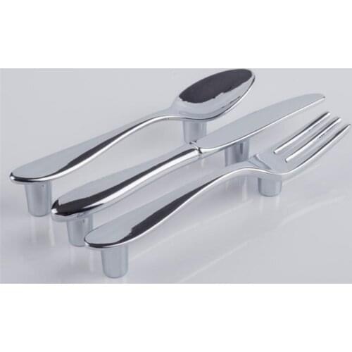 New Creative Tableware Kitchen Utensils Knife Fork Spoon Cabinet Door Handle Zinc Alloy Gold Black Drawer WardrobeHandles