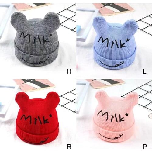 Unisex Autumn Winter Knitted Children Hats Infant Hood Cute Cartoon Baby Warm Hat Autumn Winter