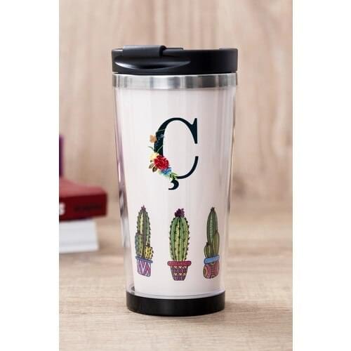 Gift Shop O Letter Cactus Pattern Thermos Cup