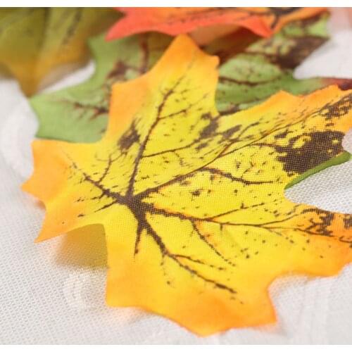 Package of Approximately 100pcs Assorted Rich Fall Colored Silk Maple Leaves Artificial Leaves