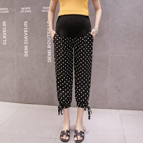 Pregnant Womens Casual Pants Spring and Summer Nine-point Pants Season Thin Casual Loose Fashion Polka Dot Tide Mom Pants
