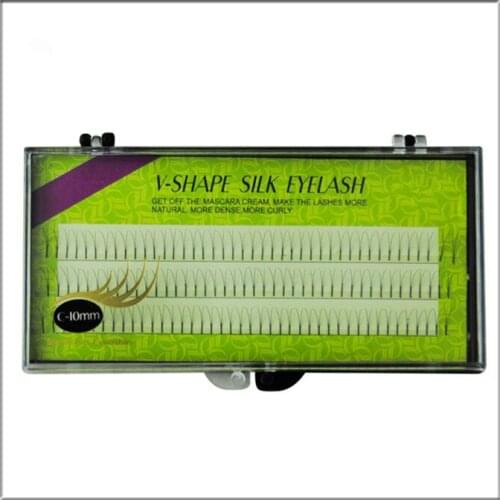 2 Pcs OEM hot sale silk 0.10 thickness all sizes V shape flare eyelash extension by free shipping