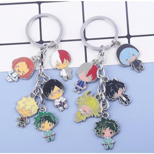 RJ Anime My Hero Academia Keychain Midoriya Izuku All Might bakugou katsuki Cartoon Figure Pendant Keyring Car Bag Accessories