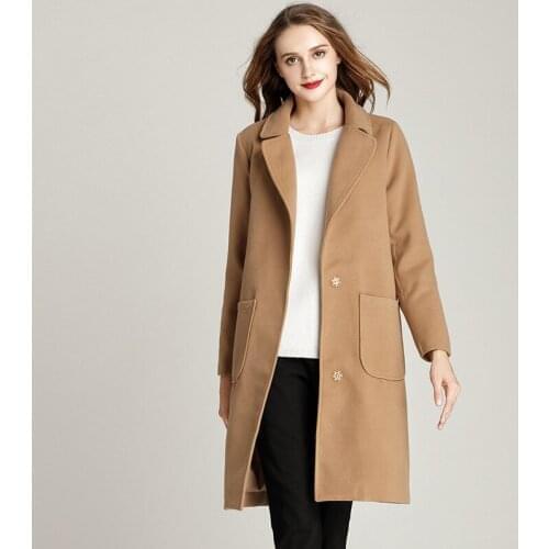 Medium long woolen coat 2017 new big size about simpleness loose woolen overcoat