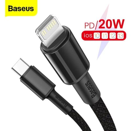 Baseus PD 20W USB Type C Cable for iPhone 13 12 11 Pro Xs Max Fast Charging Charger For MacBook iPad Type-C USBC Data Wire Cord