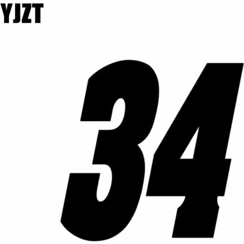 YJZT 13CM*13CM Interesting Number 34 Vinyl High-quality Car Sticker Decoration Decal Black/Silver C11-0839