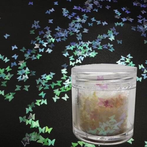 1 Bottle Holographic Butterfly Nail Glitter Silver Laser Sequins Slice Nail Thin Paillette Micro Glitter Nail Art Decorations