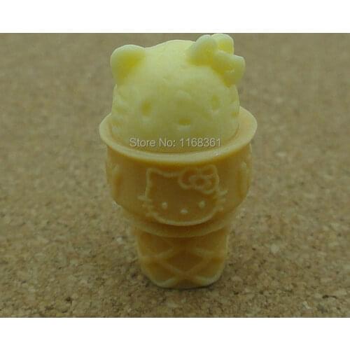 1pcs/lot resin solid light yellow Kitty cat ice cream cones 21mm Cabochons Hair Bow Center Card Frame Making Craft DIY B402-9