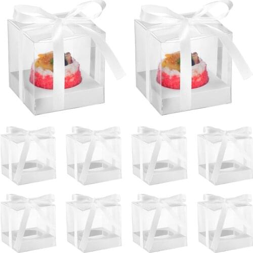10pcs Cupcake Packing Boxes Transparent Gift Boxes Cake Ornament Bakery Packing Boxes Kitchen Baking Tool Wedding Birthday Party