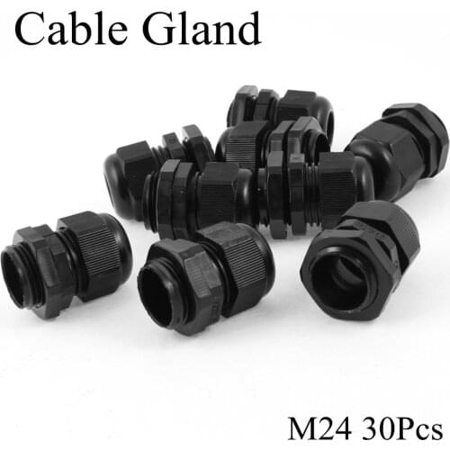 30 pieces/lot) M24 IP68 Waterproof Nylon Plastic Cable Gland Connector for 11-15mm Cable Junction Distribution Switch Wire Box