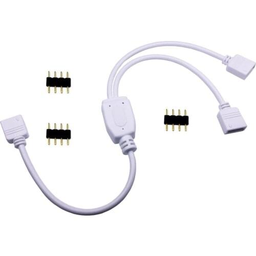 1 to 2 RGB 4Pin LED Strip Light Female Male Connector Splitter Y Cable 3528 5050