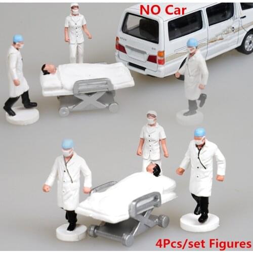 4Pcs/set 1:64 Sand Table People Figures Toys Ambulance Doctors Figures Model for DIY