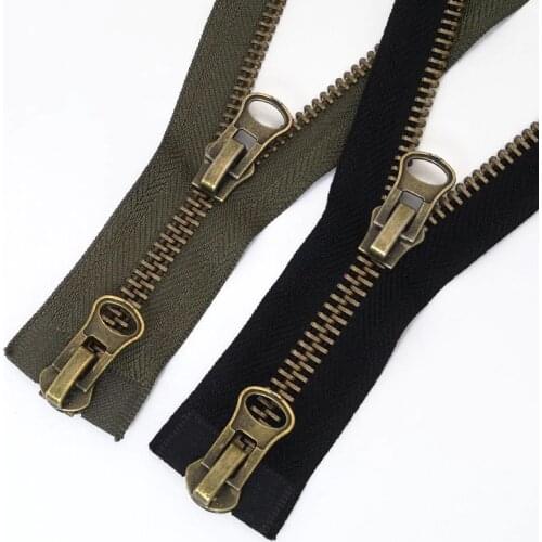 8# Metal Zipper Bronze 70/80/90/100/120cm Double Sliders for Coat Down Jacket leather Pocket DIY Sewing Accessories