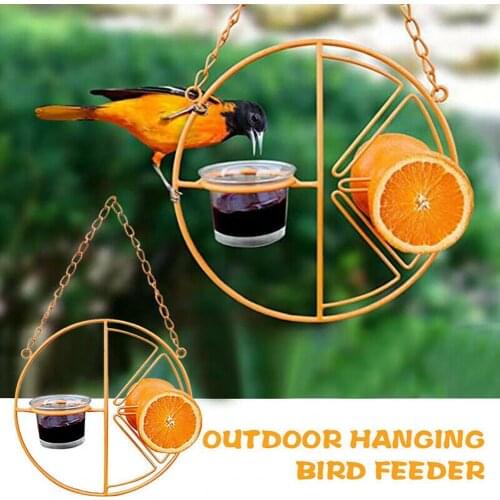 80%HOTBird Feeder Fruit Shaped Hollow Designed Metal Outdoor Orange Hanging Feeder for Tree