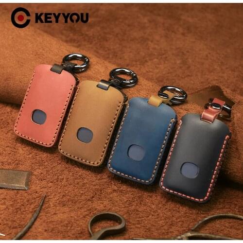KEYYOU Genuine Leather Smart Car Key Case Cover Bag Protector For Mazda 3 Alexa CX4 CX5 CX8 2019 2020 Accessories 3 Buttons