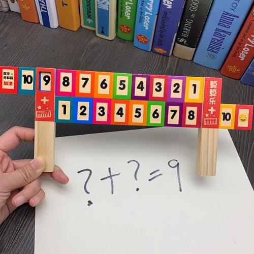 JaheerToy Wooden Math Toys for Children Teaching Aids for Kids Montessori Educational Wood Addition and subtraction within 10