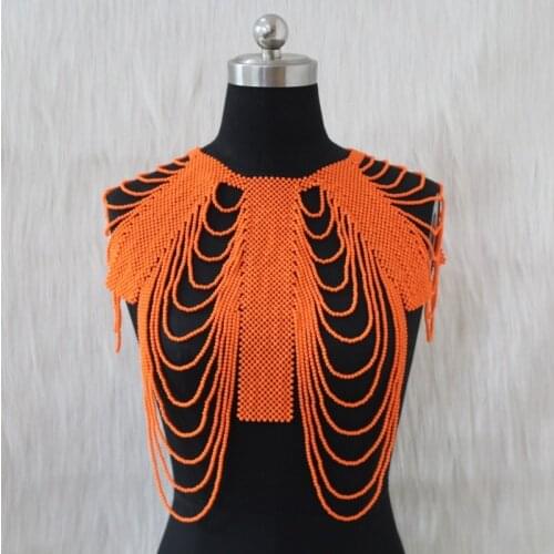 Dudo Fashion Bridal Jewelry Sets Acrylic Beads Shoulder Jewelry Orange / Red / Pink Long Necklace African Collar Style For Women