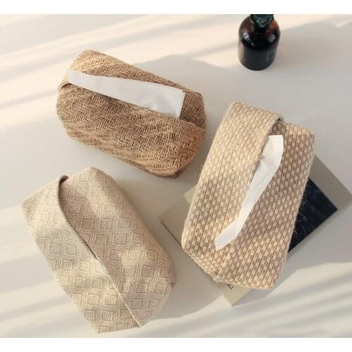 Jute Tissue Box Living Room Napkin Holder Paper Towel Holder Environmentally Friendly Household Car Napkin Box
