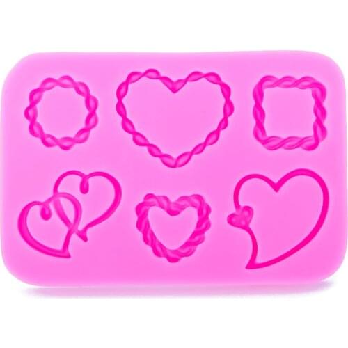 Heart-shaped photo frame 3D Craft Relief Chocolate confectionery Silicone Mold Fondant Cake Kitchen Decorating DIY Tools FT-1061