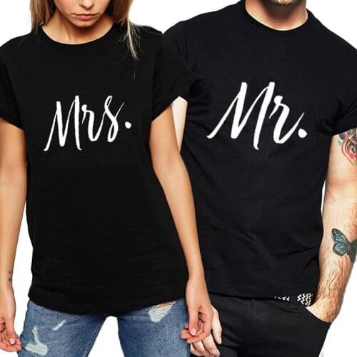 Women Men Newest Valentines Gift Printing Mrs Mrs Couple Summer Matching Clothes for Lovers Lovers Couple T Shirt