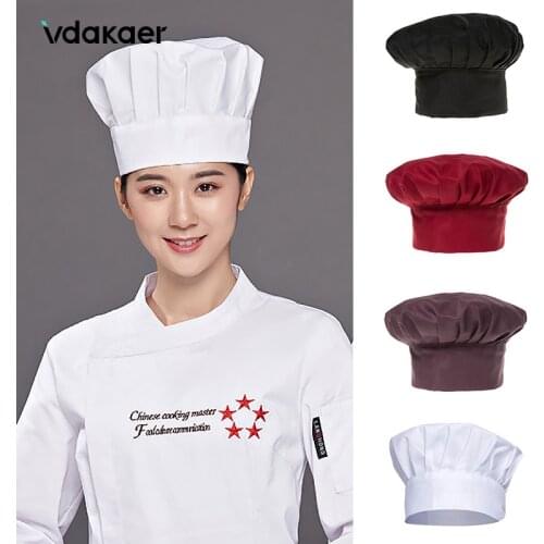 Chef Hat Cooking Adjustable Men Kitchen Baker Elastic Hat Catering Cooking Cap Striped Plain Hats Working Cap 1pc cooker hat