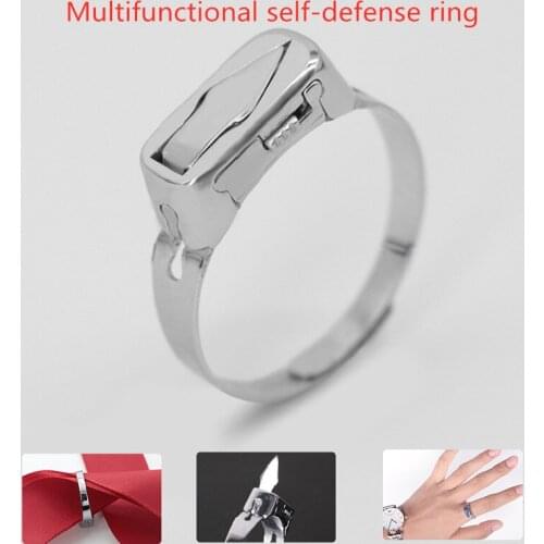 Finger Blade Stainless Steel Ring Self-Defense Weapon Multifunctional Ring Blade Adjustable Ring Jewelry