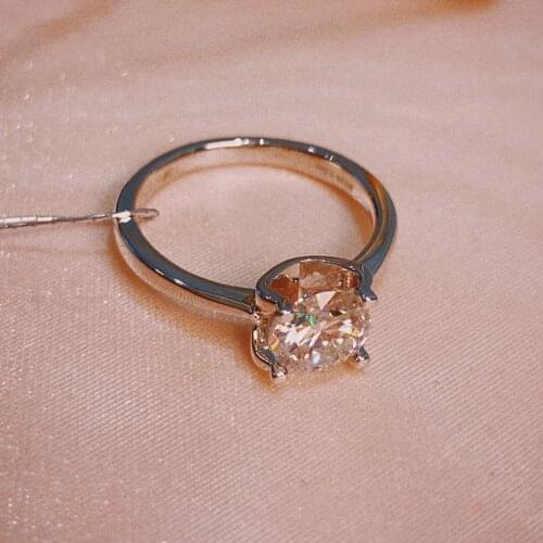 925 silver Moissanite ring classic four-claws 1ct round excellent cut DF color Engagement Anniversary Ring