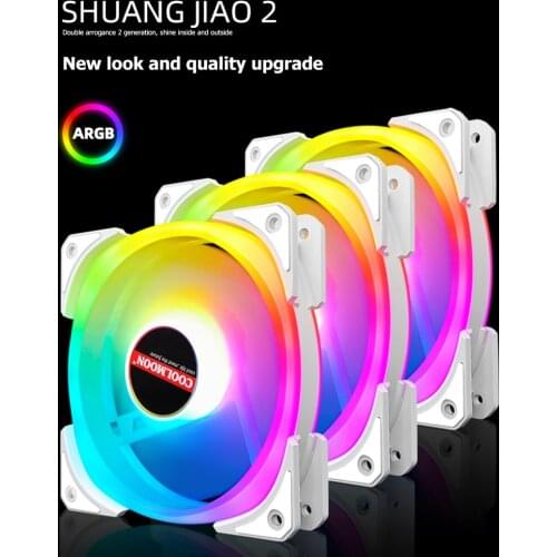 COOLMOON 120mm RGB Chassis Cooling Fan 5V 3Pin ARGB Gorgeous Lighting Quiet Desktop PC Case Radiator Heatsink Cooler for PC