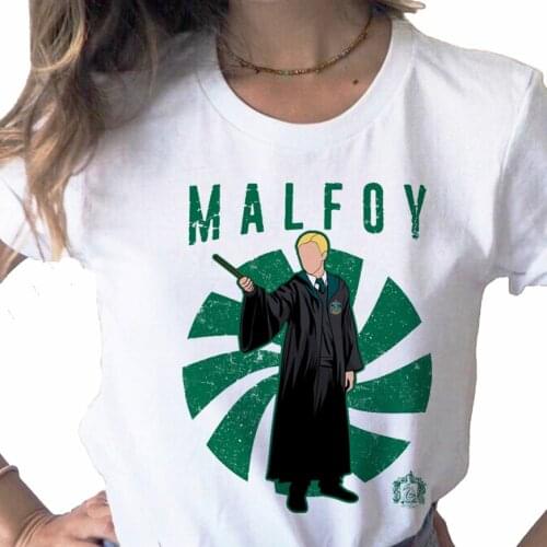 Summer 2021 Anime Draco Malfoy shirt print ladies T-shirt casual basis O-collar white shirt short sleeve ladies Tshirt,Drop Ship