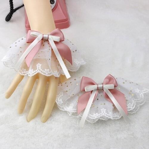 Multicolor Japanese Sweet Lolita Hand Wrist Cuffs Bow Lace Maid Cosplay Hand Ornament Girl Party Accessory Hand sleeve Wristlet