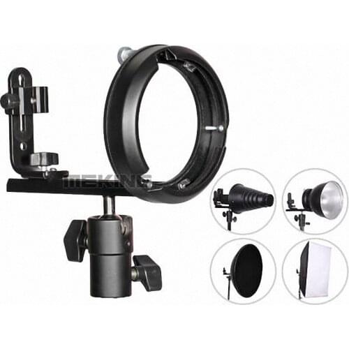 Mek-ing L Bracket for Bowens Mount Speedlite Softbox with ball-head to fix on light stand 1/4" screw E6060 SOFT BOX