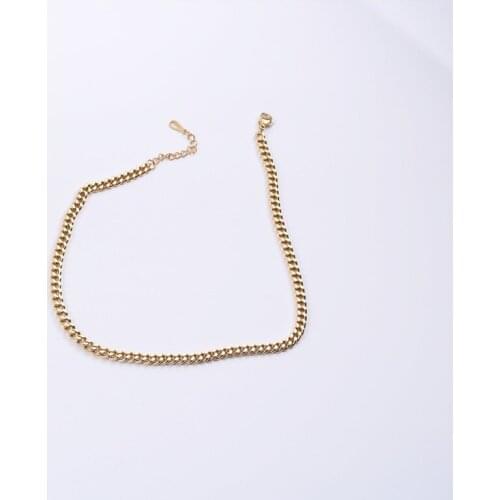Fashion Jewelry18K Gold Plated Cuban Chain Stainless Steel Choker Necklace