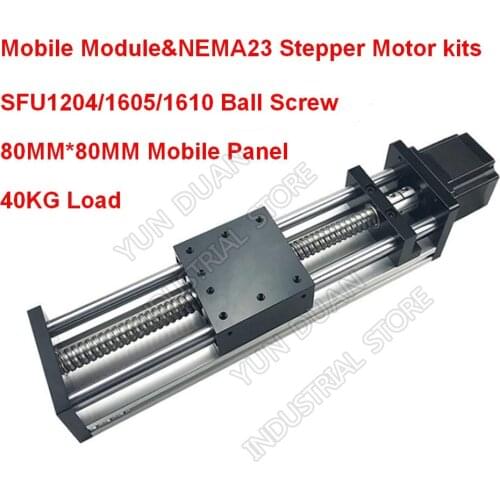 80*80mm Motion Module Linear Guide Rod Optical Axis Sliding Table SFU1605 Ballscrew 1.2Nm 2Nm 3Nm NEMA23 57 Stepper Motor Kits