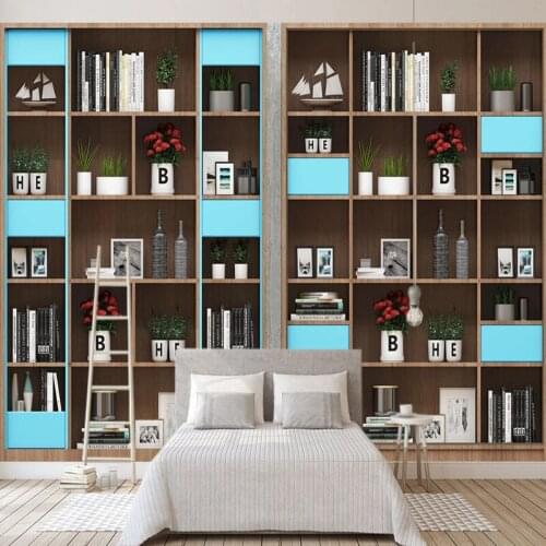 Custom Any Size Mural Wallpaper 3D Stereo Modern Fashion Bookshelf Fresco Living Room TV Sofa Bedroom Study Art Wall Papers 3 D