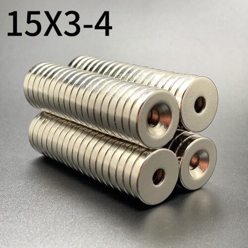 15x3-4 Neodymium Magnet 15 x 3 Hole 4 N35 NdFeB Round Super Powerful Strong Permanent Magnetic imanes 15x3Hole 4